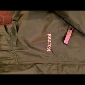Marmot dark green waterproof rain jacket